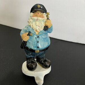Police Officer Santa Resin Stocking holder/hook 6"‎